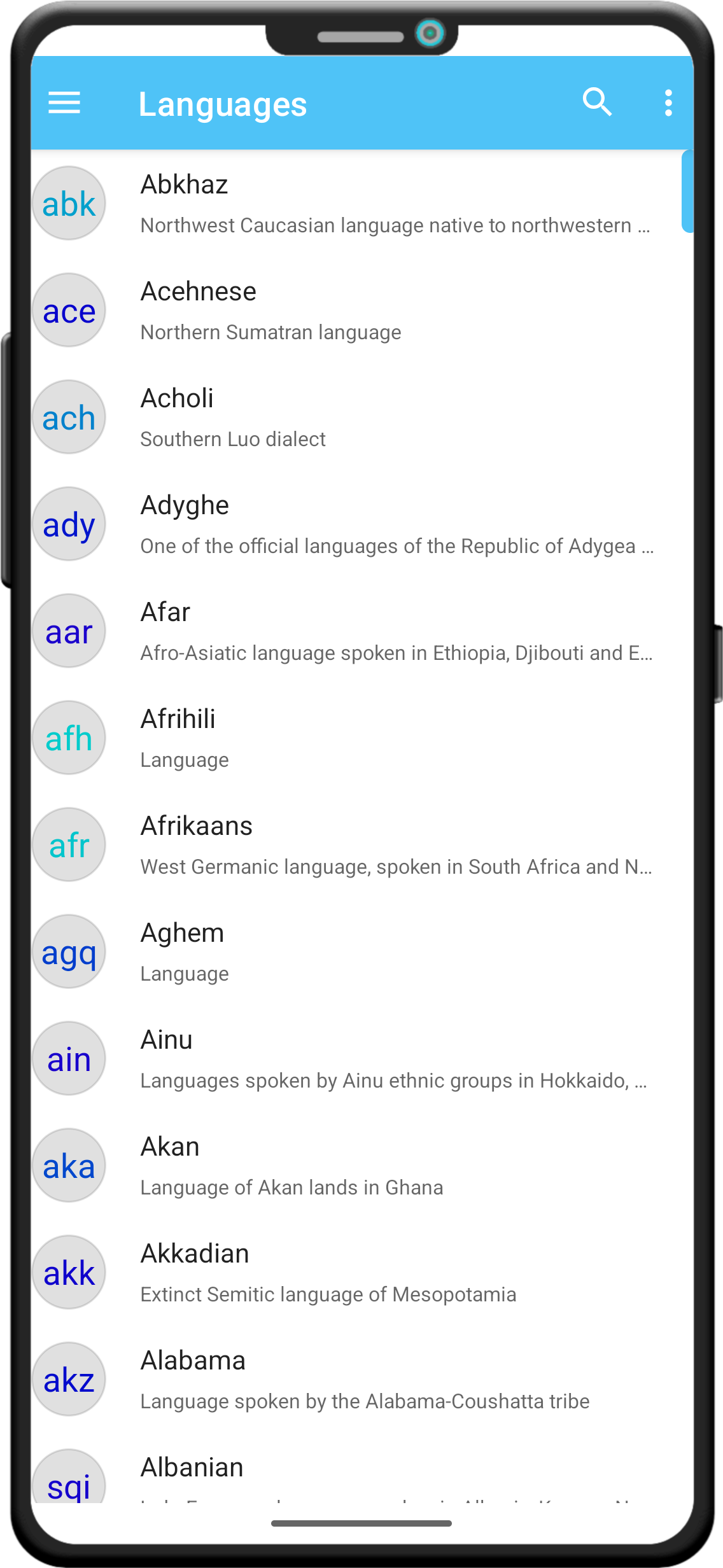 Screenshot of a multiple-choice quiz in World of Alphabets.