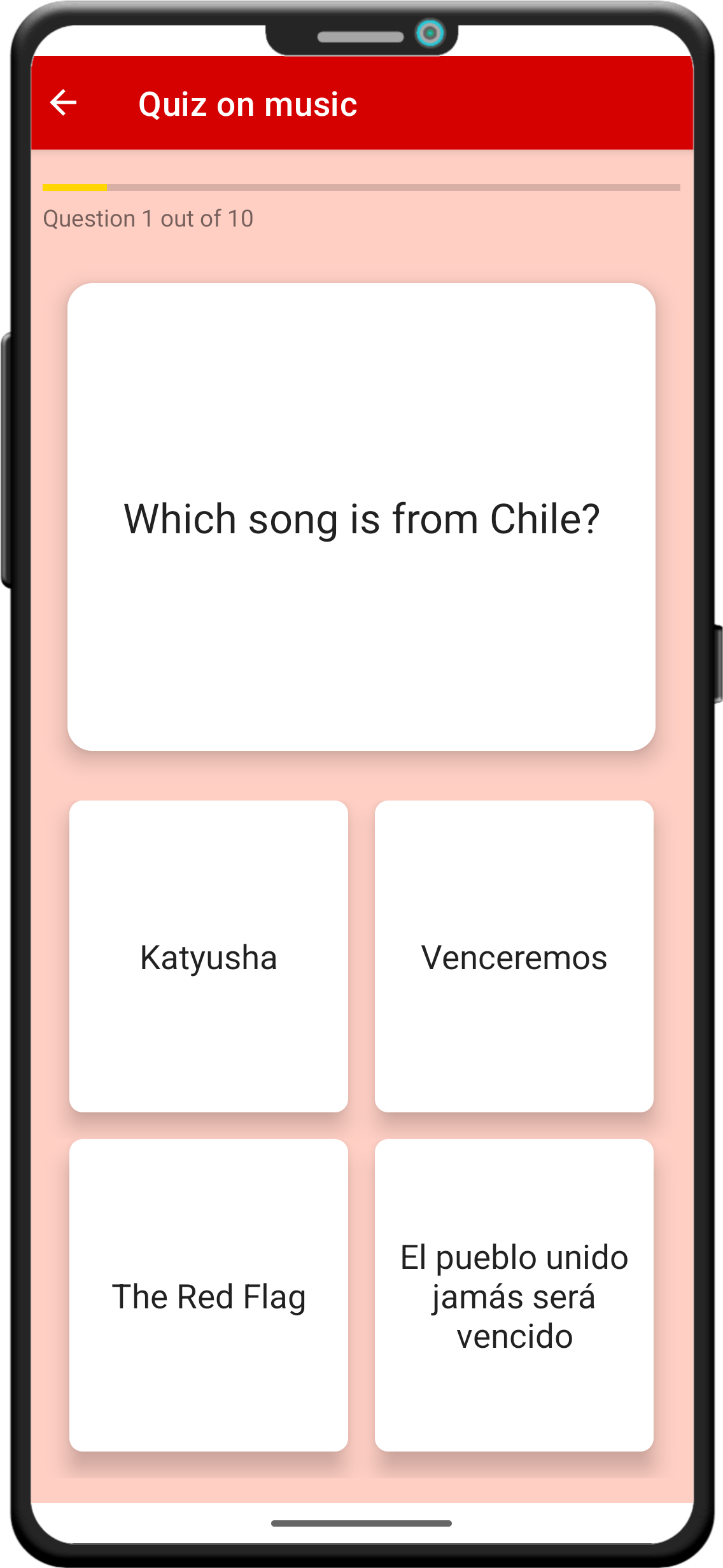 Screenshot of a quiz in World of Communism.