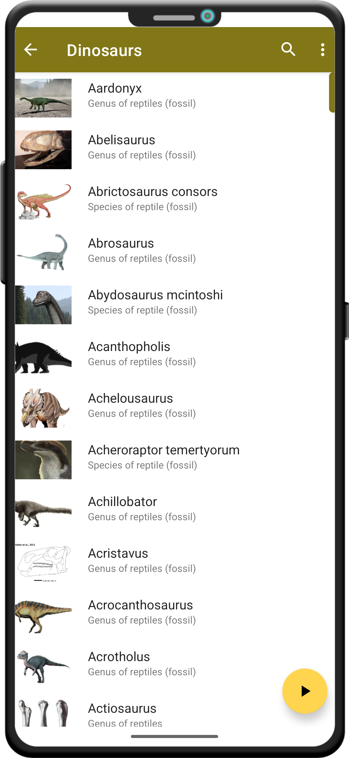 World of Dinosaurs app screenshot