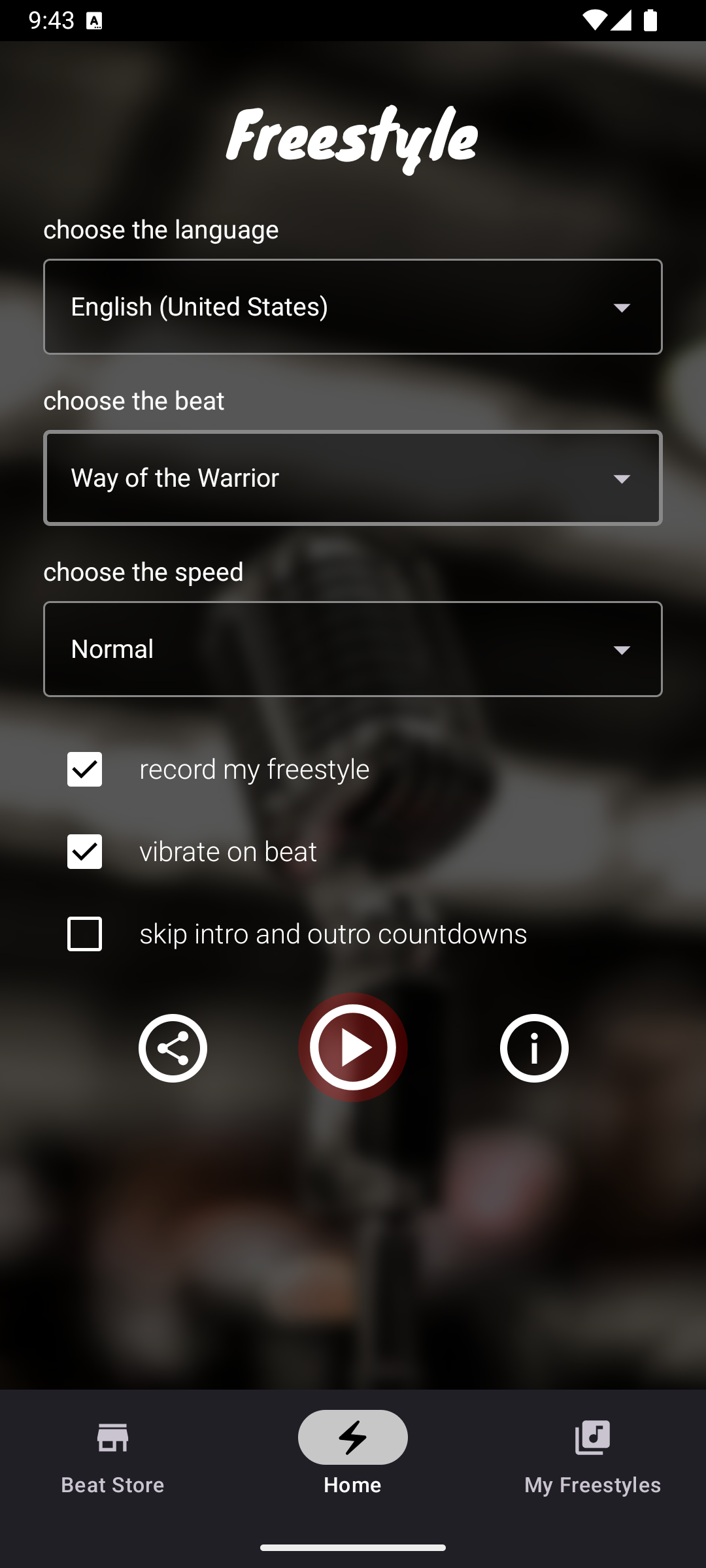 Freestyle Rap app screenshot