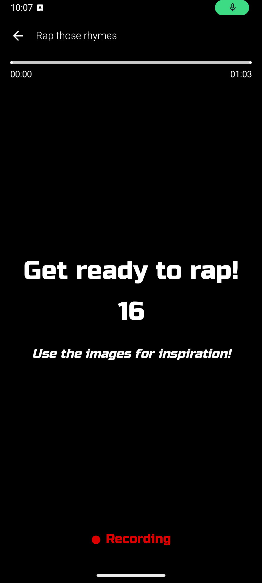 Screenshot of the session countdown in Freestyle Rap.